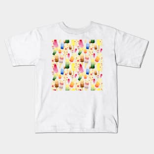 Ice Cream Colorful Watercolor Pattern Kids T-Shirt